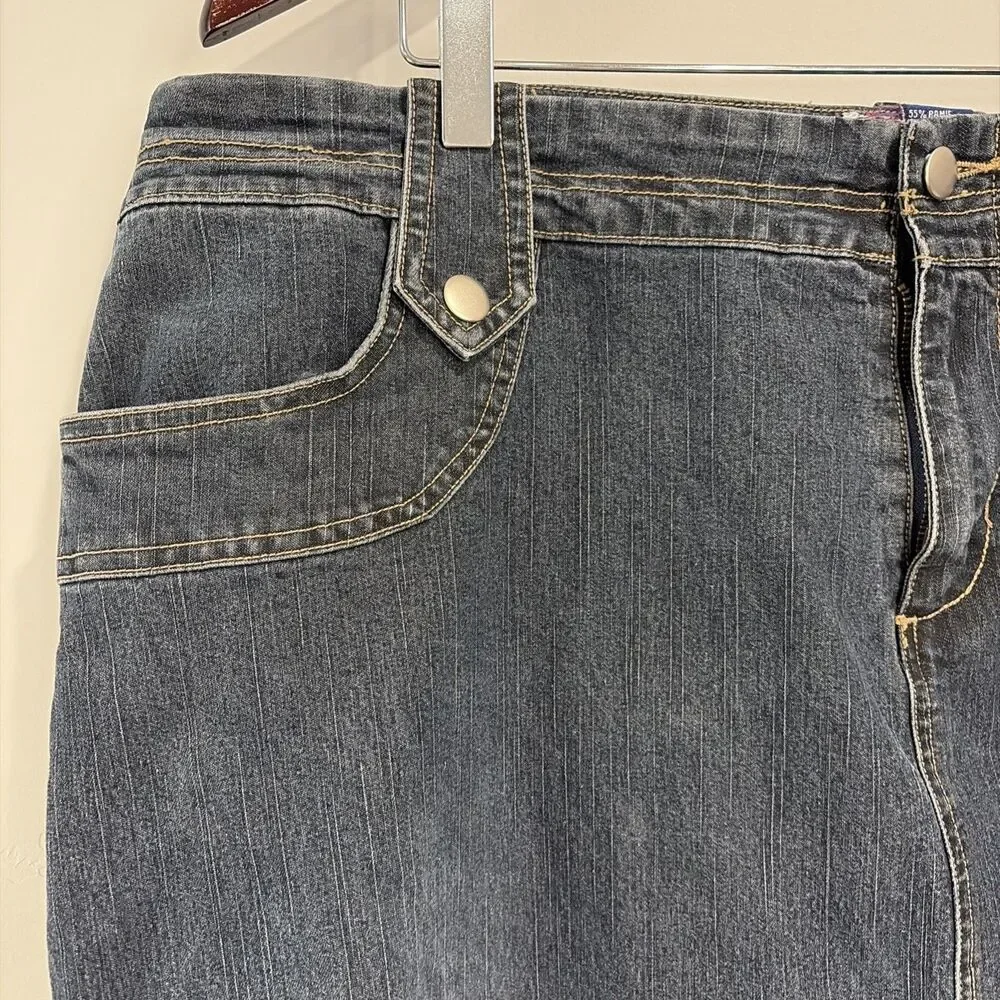 VTG Y2K SWAK Jeans Denim Maxi Skirt Womens 20 Dark Wash Utility Cargo Long